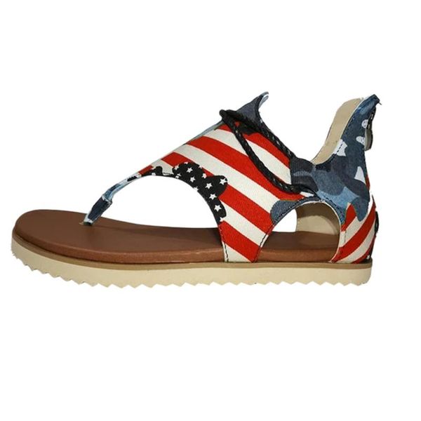 

sagace shoes women 2020 summer sandals vintage camouflage spell flag roman style clip toe sandal for women sandalias mujer new