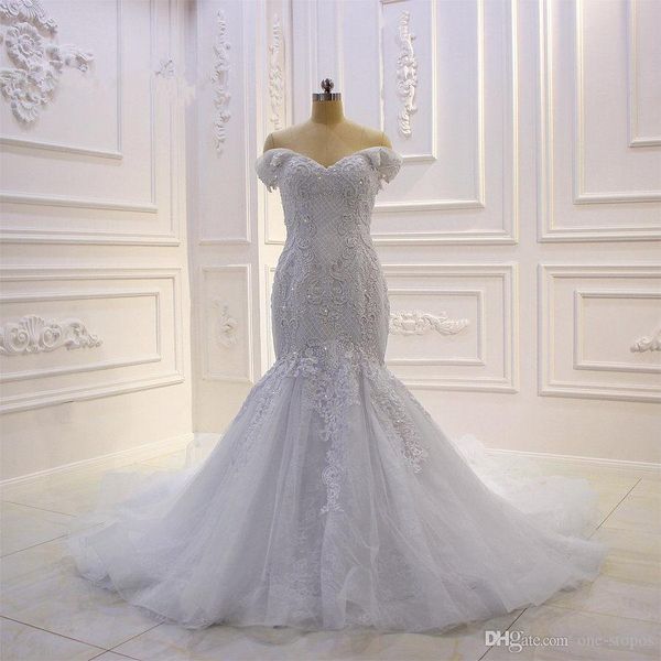 

real pictures sexy кружева аппликация плеча русалка свадебные платья роскошные бисером кружева назад african плюс размер свадебные платья, White