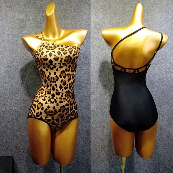 

latin dance adults leopard sleeveless leotard backless dancing women rumba cha cha samba practice wear dn3390, Black;red