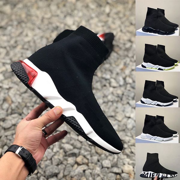 

2020 new triple s sock shoes air cushion speed trainer socks boots all black cool grey white knit designer sports sneakers