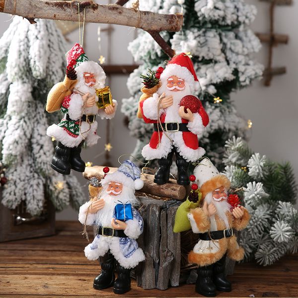 

20*12cm santa claus resin doll toy christmas tree pendant hanging ornaments xmas decor new year gift home party decoration 62657