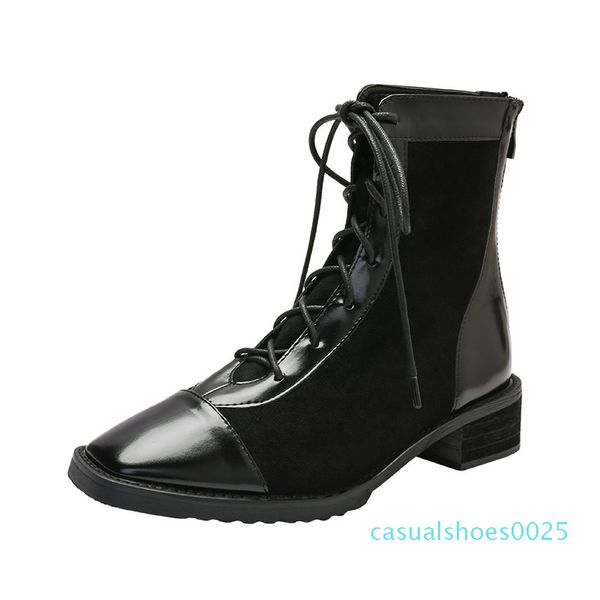 

boots woman 2019 autumn women's shoes boots with bandage zipper woman short c25, Black