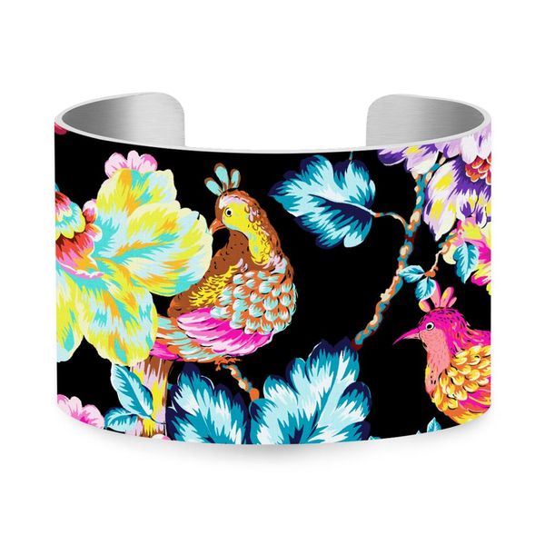 

fashion uv printing birds pattern cuff bracelet 5cm aluminum meterial bangle wristband jewelry present for women u-108, Black