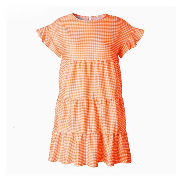 

women clothes designer dresses flare sleeve plaid print women elegant short sleeve ruffles dress women above knee sundress vestidos, Black;gray