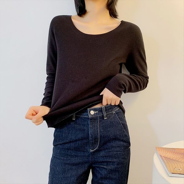 

de rong warm t-shirt coat female plus velvet round collar basic solid color base t-shirt small house de rong clothes, White
