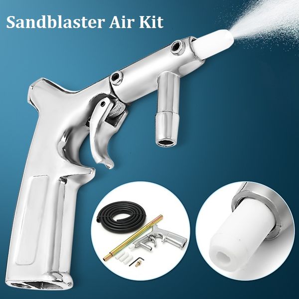 

air sandblaster kit sandblasting gun sand blasting b laster gun with white/gold nozzles tube sand pneumatic tool