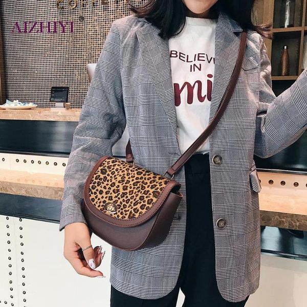 

2019 fashion female leopard print messenger crossbody bag women pu leather casual purse small shoulder handbag