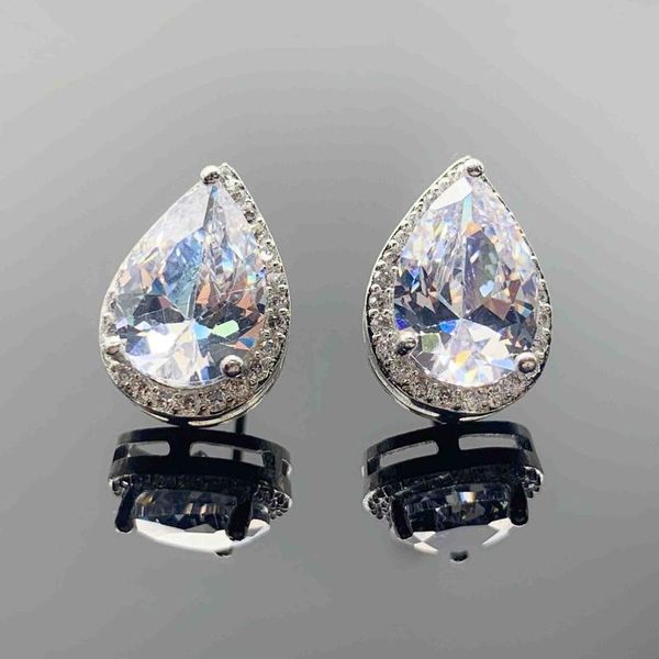 

classic charming white water drop crystal big women's ear accessories fashion shining stone sterling silver women's, Golden;silver