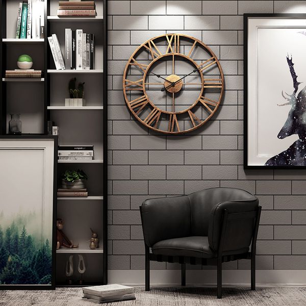 

nordic roman digital creative retro 3d clock wall clock modern design cafe bar silent quartz big round on the wall