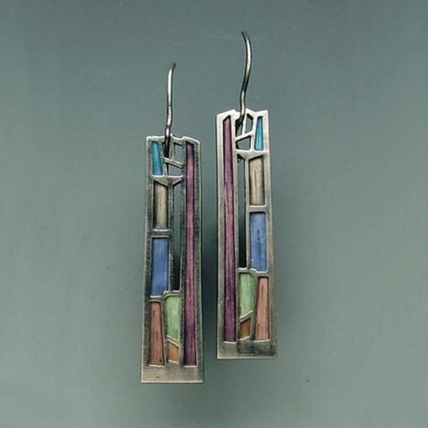 

vintage mix color dangle earring for women bohemian tribal hollow out metal floral long earrings pendientes jewelry o5e777, Silver