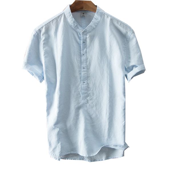 

2020 fashion solid men shirt white business casual men shirt linen mens clothing brand shirts cotton camisa tees, White;black