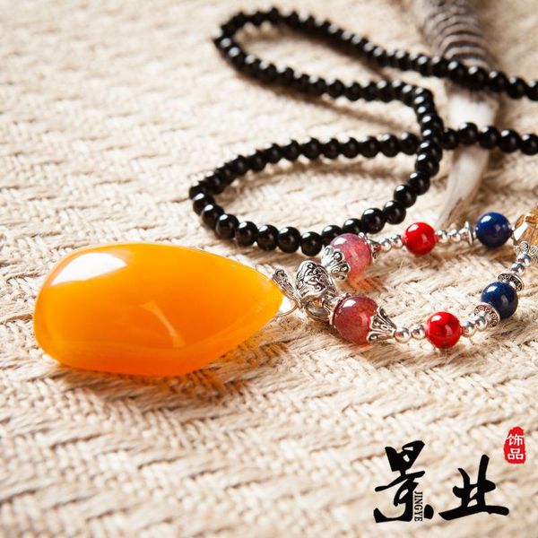 

special offer obsidian necklace korean-style women's boutique garmentÂ accessory hanging decoration accessories long necklace, Black