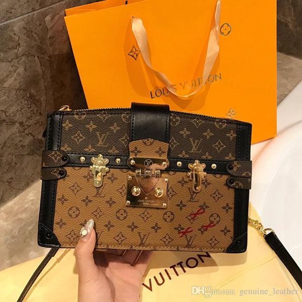

2019 de igner women luxury houlder bag petite dauphine rivoli brown leather lady fa hion handbag removable chain ca ual tote with box