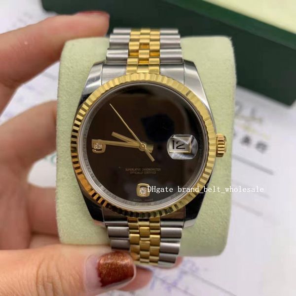

shopkeeper recommend luxury 18kt gold & stainless black diamond 116233 - sant blanc, Slivery;brown