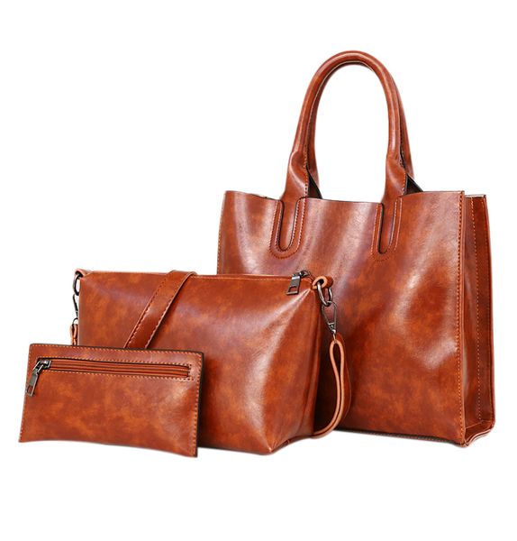 

ljl 3pcs pu leather women bag casual female handbags large capacity composite bag big women shoulder bags