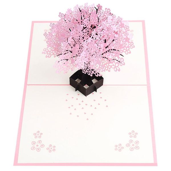 

3d greeting up card romantic cherry blossom couples birthday valentine gifts d08d