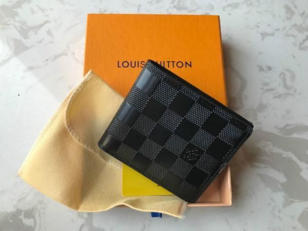 

new l bag billfold plaid pattern women wallet men pures high-end luxury l wallet with box68, Red;black
