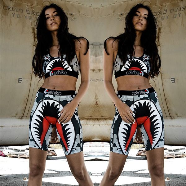 

women's bikini swimwear 2020 swimsuit bra + swiming shorts trunks boxers 2 piece set patchwork shark trendy tracksuit clothes c61711, Blue