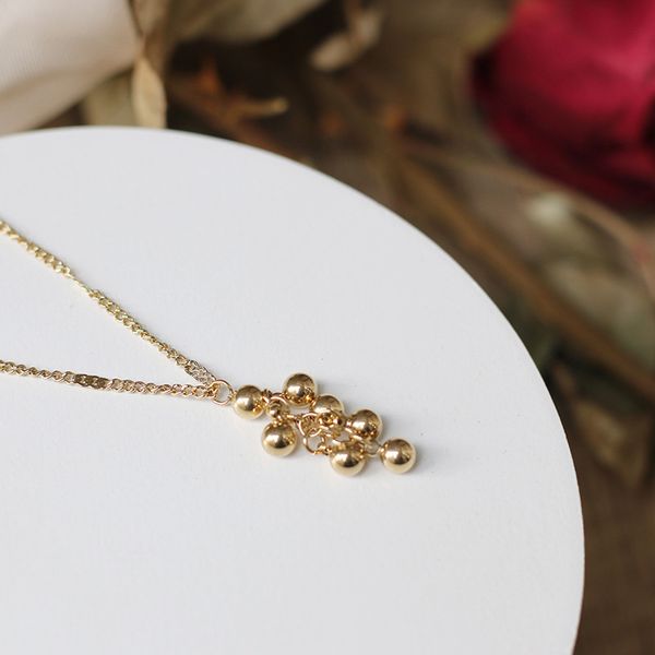 

golden beaded grape shape necklace pendant clavicle chain fashion simple lovely girl's necklace accessory jewelry gift no fade, Silver