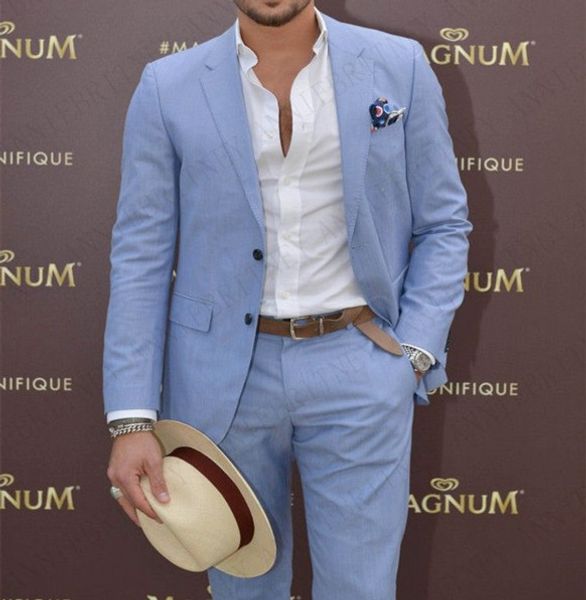 

2020 new tailor made sky blue men suit slim fit casual groom prom blazer pants single breasted tuxedo custom big size set, White;black