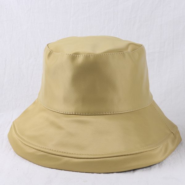 

autumn and winter joker solid color pu bucket hat fisherman hat outdoor travel sun cap hats for men and women 105