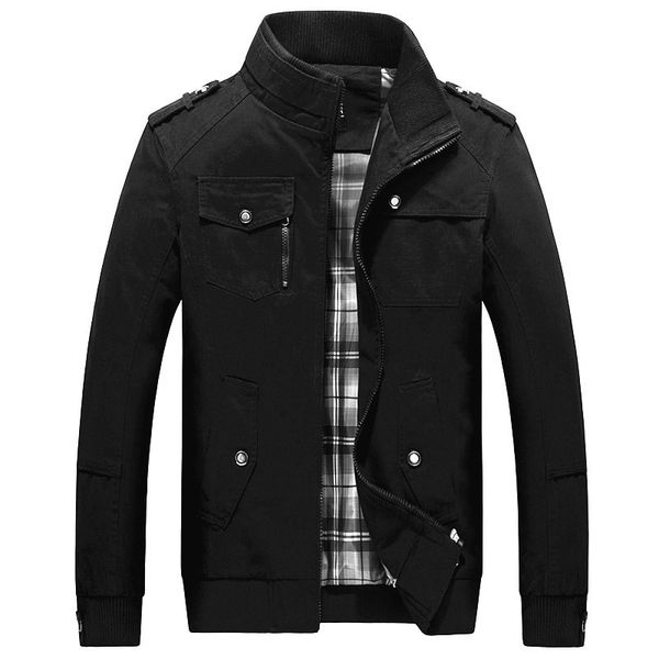 

spring and autumn thin men stand collar solid color pure cotton slim fit coat large size casual versatile jacket men's, Black;brown