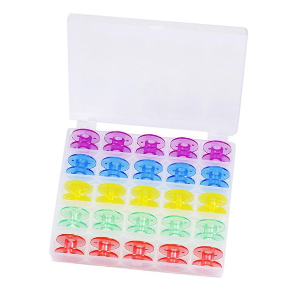

25pcs spools empty bobbins sewing machine bobbin case organizer plastic storage box home sewing accessories tools transparent, Black