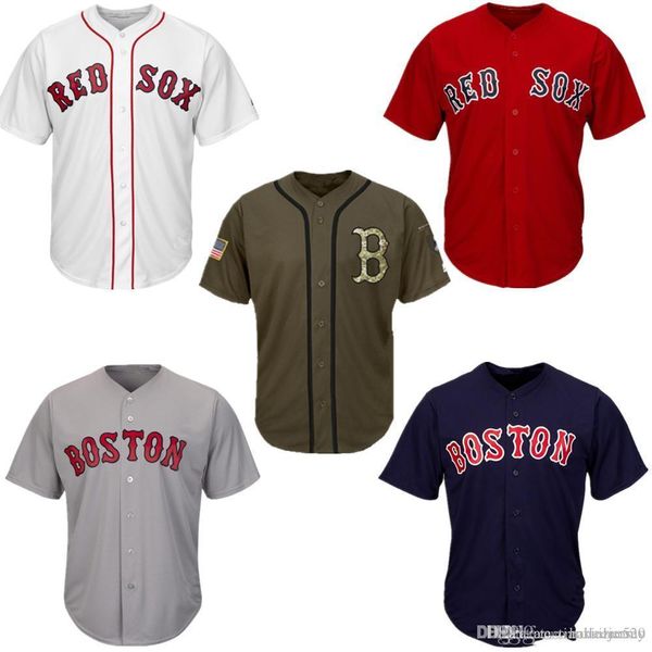 2020 2019 Men Women Youth Red Sox Jerseys Blank Jersey Baseball Jersey No Name No Number White Gray Grey Navy Blue Red Green Salute To Service From ...