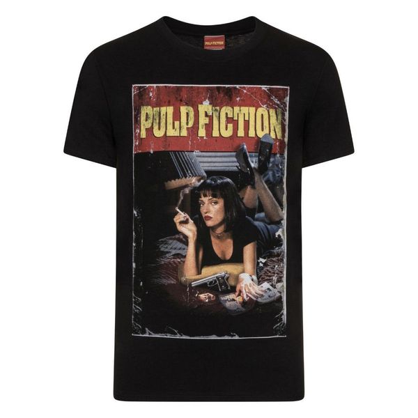 

pulp fiction official gift mia wallace vintage poster smens t-shirt, White;black
