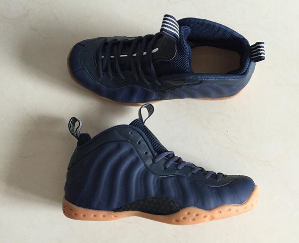 

penny hardaway midnight navy gum light brown fashion trainers foam one designer basketball shoes come with box