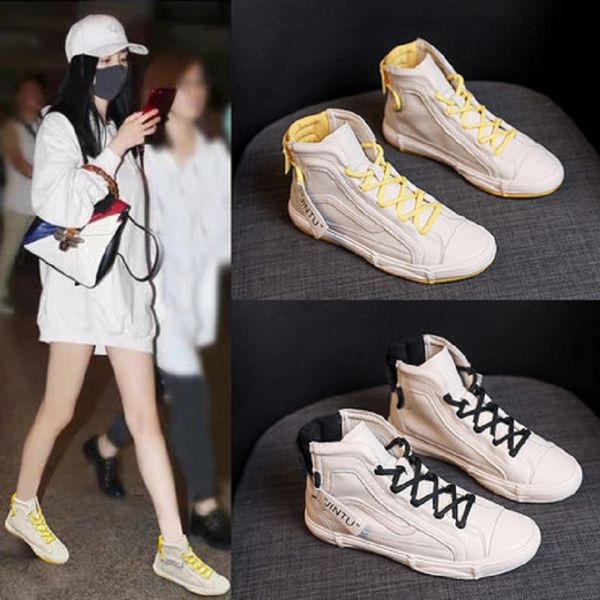 

gaobang small white shoes 2019 spring and autumn new high-flat shoes, Black