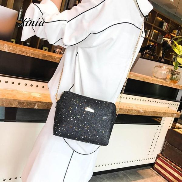 

women's bags fashion sequins crossbody bag pure color shoulder bags female large capacity party messenger shoulder bag 2018 new
