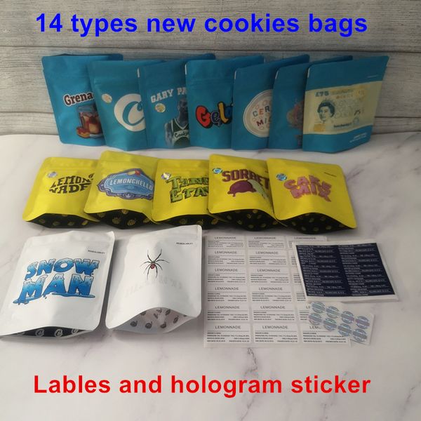 

new arrival 14 types cookies california sf 3.5g mylar bags snowman blanco lemonnade cake mix snowman cookies bag 1/8 bag