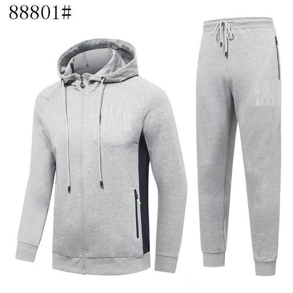 

новый воротник с капюшоном толстовки костюм горячие продажи высокое качество спортивная куртка мода куртка + брюки спортивный костюм, Gray