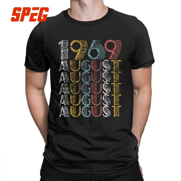 

vintage august 1969 50th birthday novelty t shirts for men 50 years old short sleeve tees cotton crew neck t-shirt 4x 5x, White;black