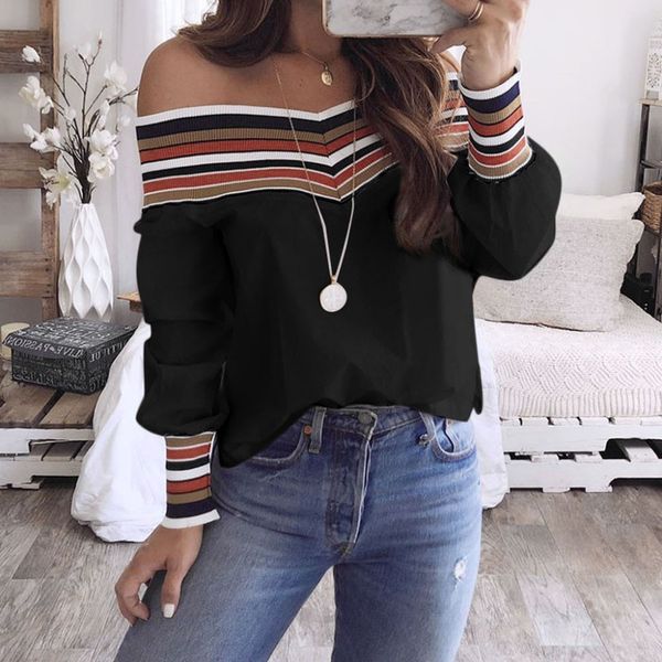 

brand designer women autumn off shoulder blouse multicolor long sleeve blouse casual blusas mujer de moda, White