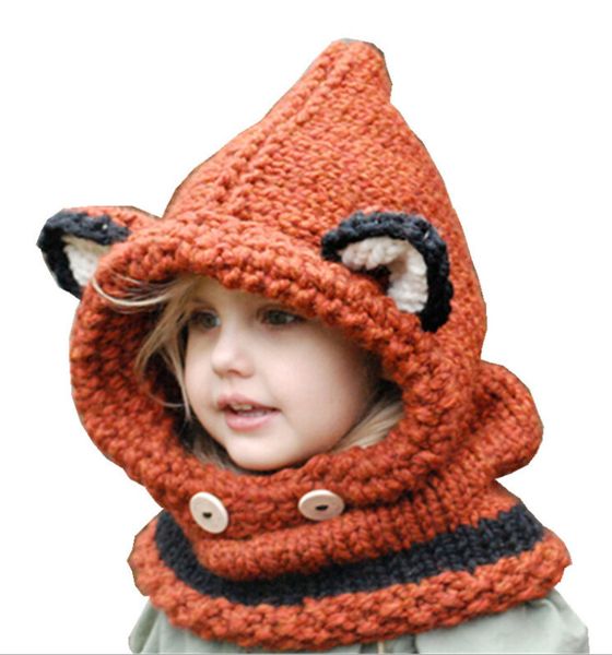 

lovely fox ear winter windproof hats kids caps kids crochet headgear hats kids courful hats knitted fashio trendy beanie winter over sized, Yellow