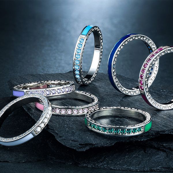 

lady & girl diamond exquisite luxury designer 925 sterling silver ring crystal rings fine jewelry gift