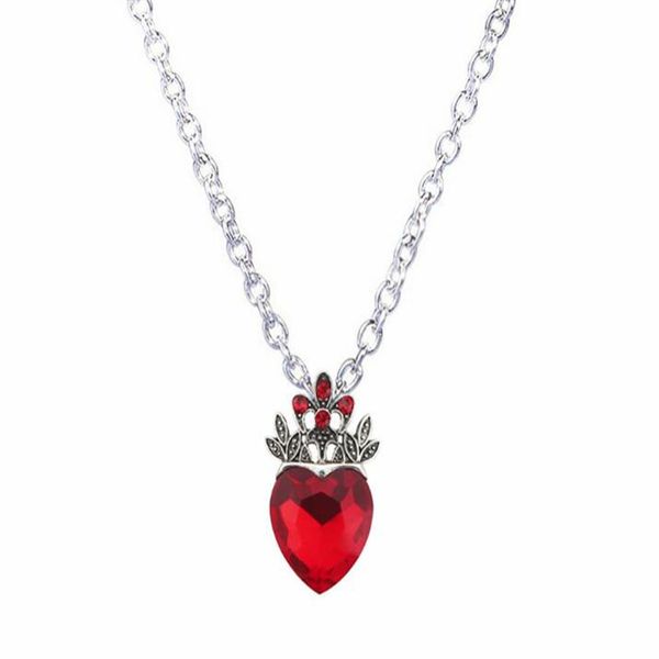 

wholesale-christmas evie necklace red heart crown necklace queen of hearts costume fan jewelry pre teen gift for her, Silver