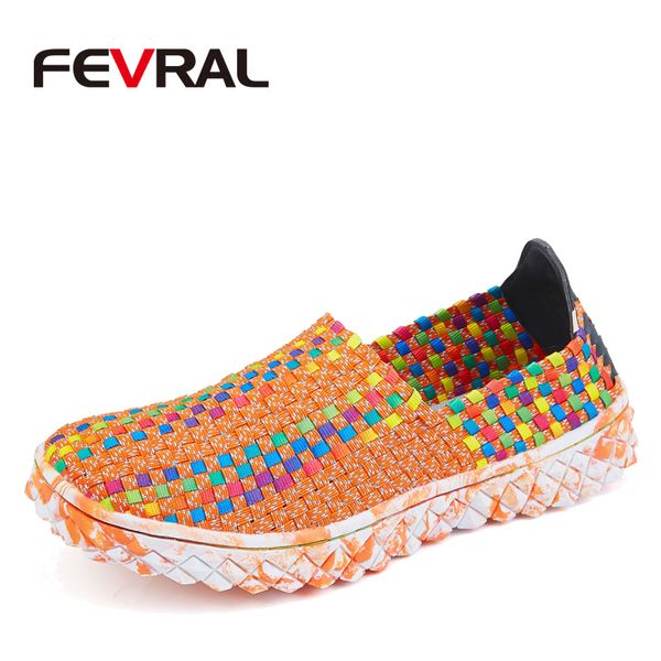 

fevral brand woman multi colours soft leisure flats woman hand-woven breathable shoes 2019 moccasins casual loafers, Black