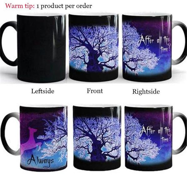 

eco-friendly harry magic mugs after all this time always mysterious purple green life tree fly deer color changing cups creative gifts