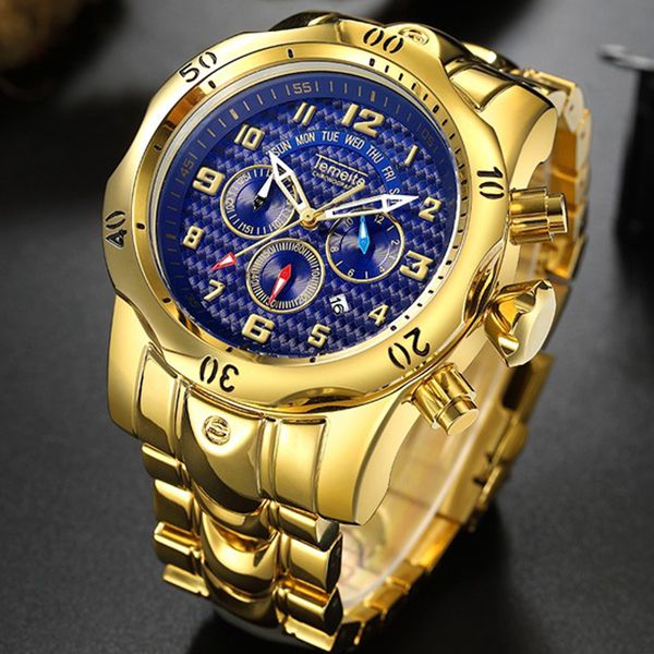 

temeite fully functional luxury brand design men's watches quartz watch men waterproof male wristwatch relogio dourado masculino, Slivery;brown