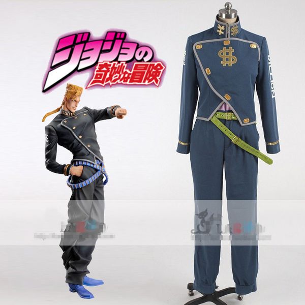 

anime jojo's bizarre adventure nijimura okuyasu gothic fashion blue uniform cosplay costume full set any size ing, Black