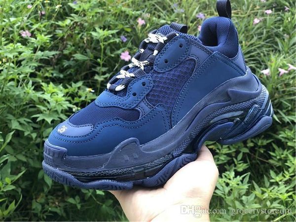 

new release triple s 3.0 sneakers royal blue colour luxury shoes man women runner knit shoe original designer trainer runner quality, Black