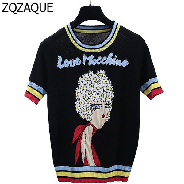 

оптовая продажа-новые горячие знаменитости тот же стиль женская мода трикотажные футболки с рисунком девушки случайные буквы контрастный цве, White