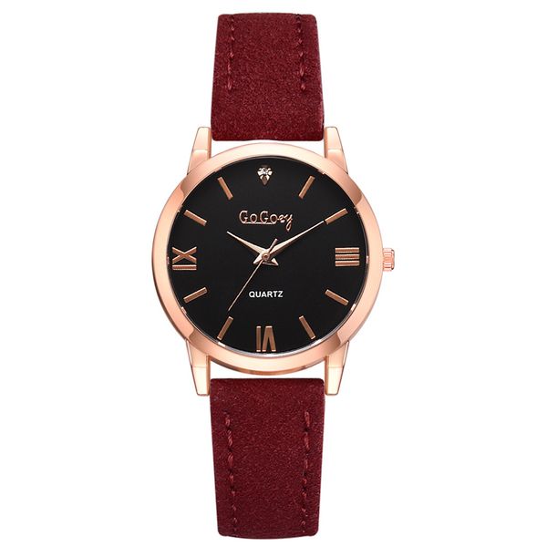 

quartz wristwatches fashion black face women luxury watches leather strap ladies bracelet watch casual female clock relogio feminino, Slivery;brown