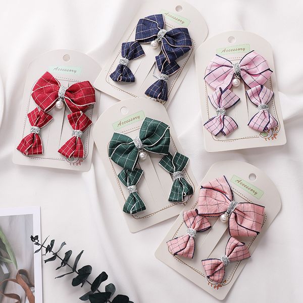 

3PCS/Lot Girls Cute Plaid Bow Elastic Hair Bands Princess Headbands Rubber Bands Hair Rope Ponytail Holder Kids Hair Accessories
