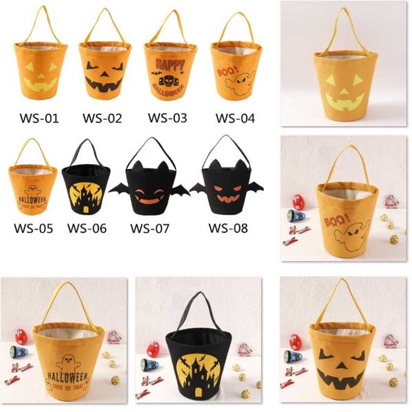 

halloween candy bucket gift wrap girls boys child kids candy collection canvas bag handbag festival storage basket an2012