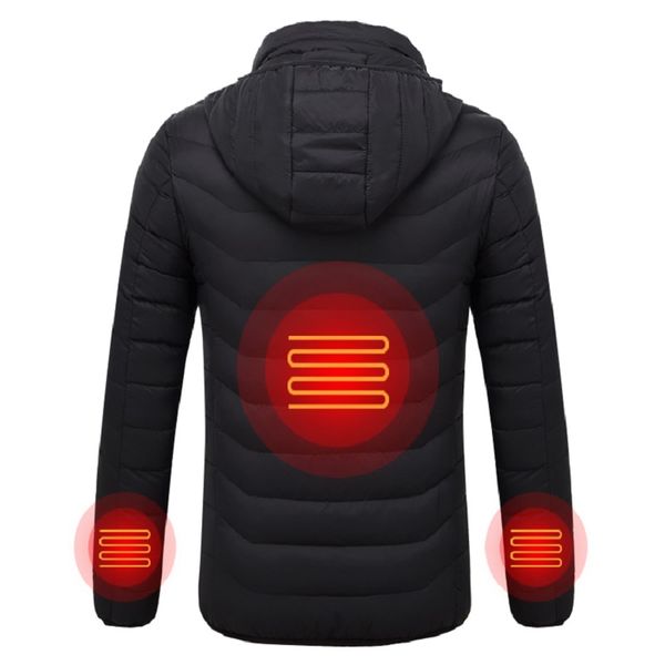 

cocwish men women heated jackets vest down cotton outdoor coat usb electric heating hooded winter thermal warmer jackets, Black