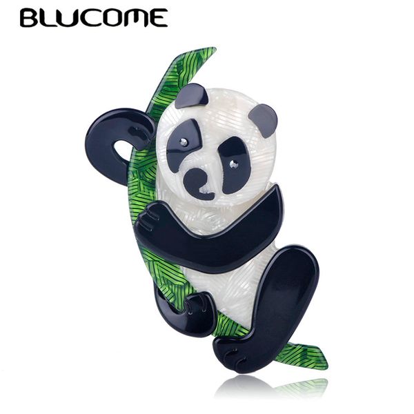 

blucome cute bamboo panda shape brooches pins acrylic gunblack pin jewelry for girls children hats scarf accessories daily gifts, Gray
